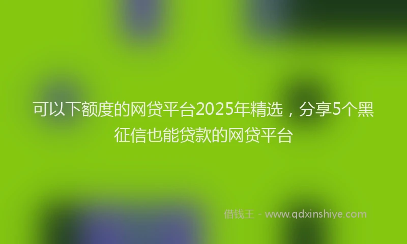 可以下额度的网贷平台2025年精选，分享5个黑征信也能贷款的网贷平台