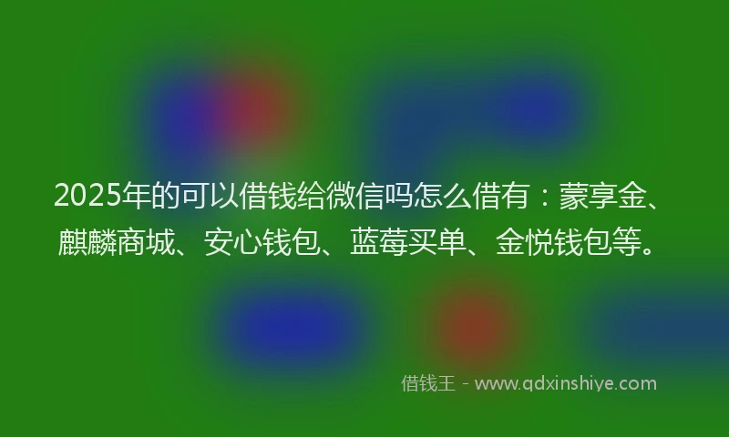 2025年的可以借钱给微信吗怎么借有：蒙享金、麒麟商城、安心钱包、蓝莓买单、金悦钱包等。