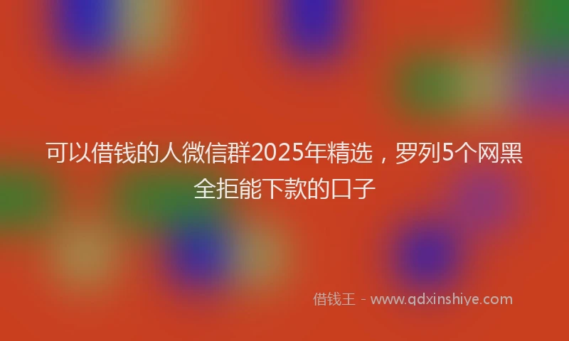 可以借钱的人微信群2025年精选，罗列5个网黑全拒能下款的口子