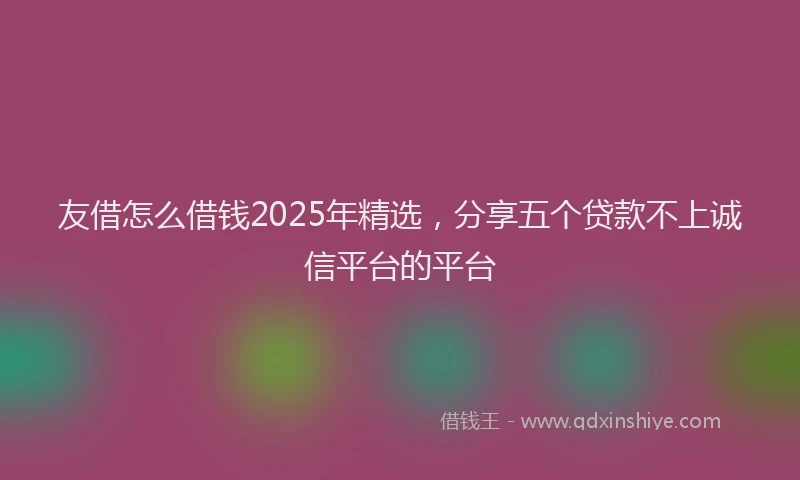 友借怎么借钱2025年精选，分享五个贷款不上诚信平台的平台