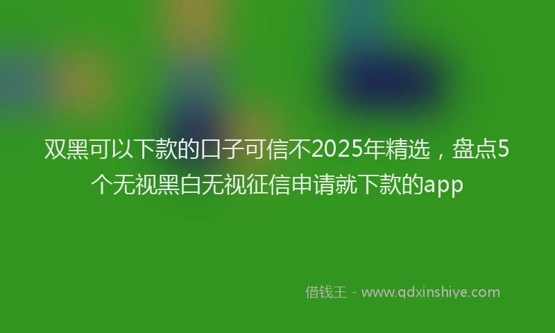 双黑可以下款的口子可信不2025年精选，盘点5个无视黑白无视征信申请就下款的app