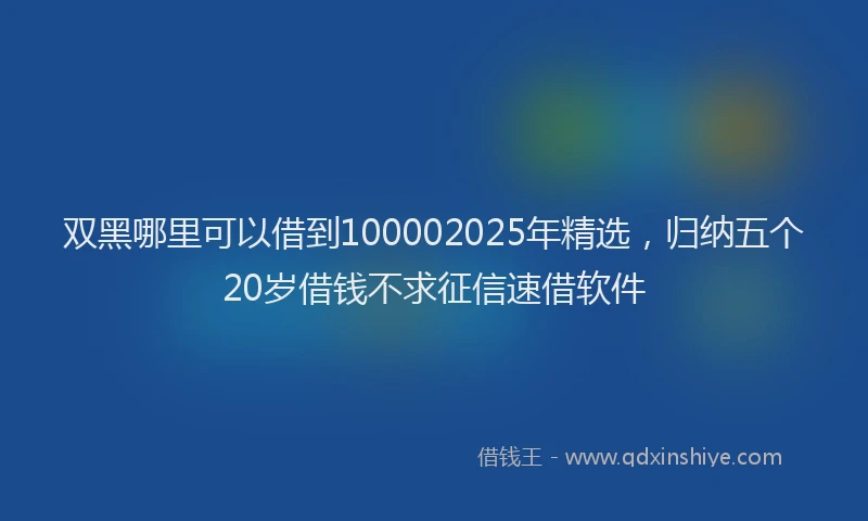 双黑哪里可以借到100002025年精选，归纳五个20岁借钱不求征信速借软件