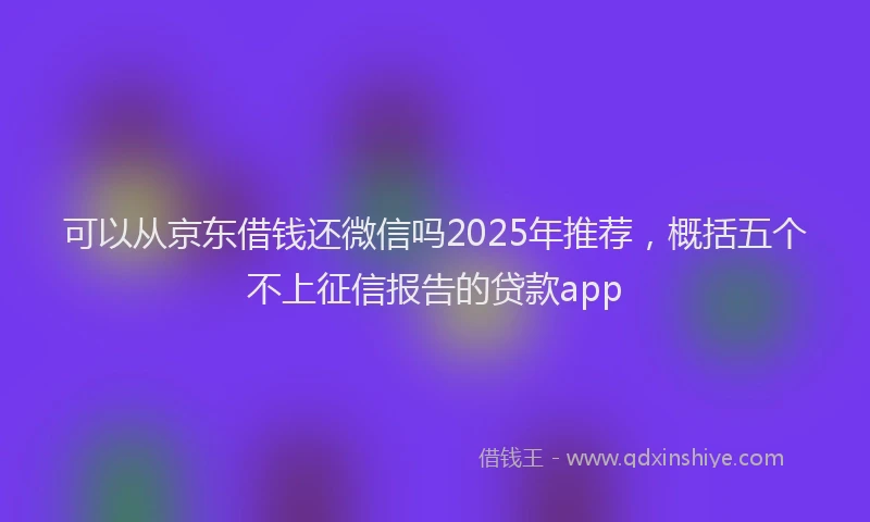 可以从京东借钱还微信吗2025年推荐，概括五个不上征信报告的贷款app