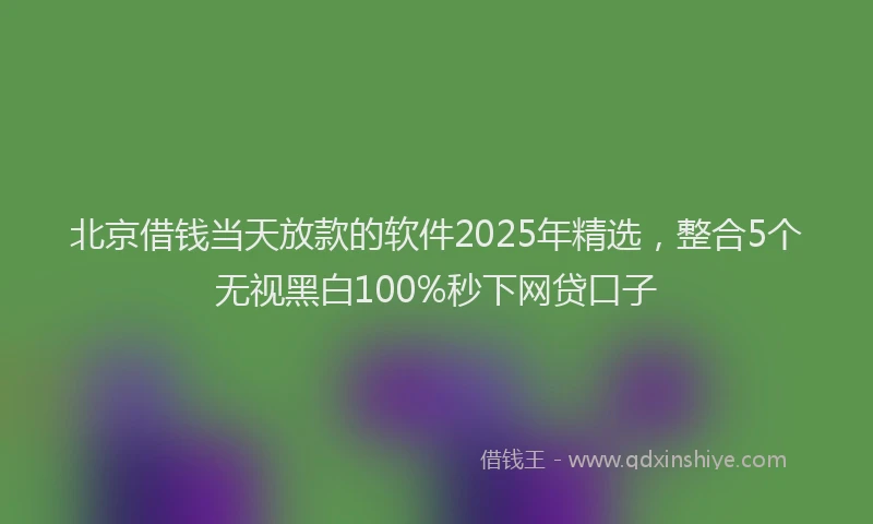 北京借钱当天放款的软件2025年精选，整合5个无视黑白100%秒下网贷口子