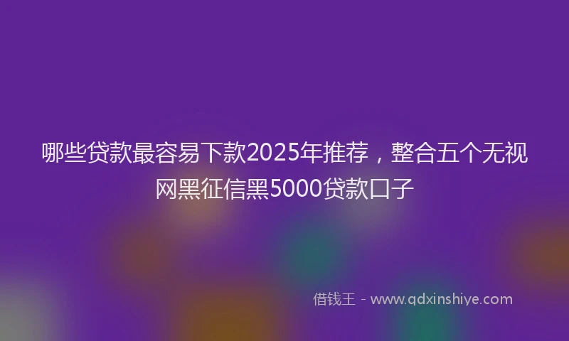哪些贷款最容易下款2025年推荐，整合五个无视网黑征信黑5000贷款口子