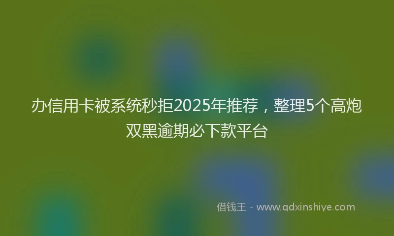 办信用卡被系统秒拒2025年推荐，整理5个高炮双黑逾期必下款平台
