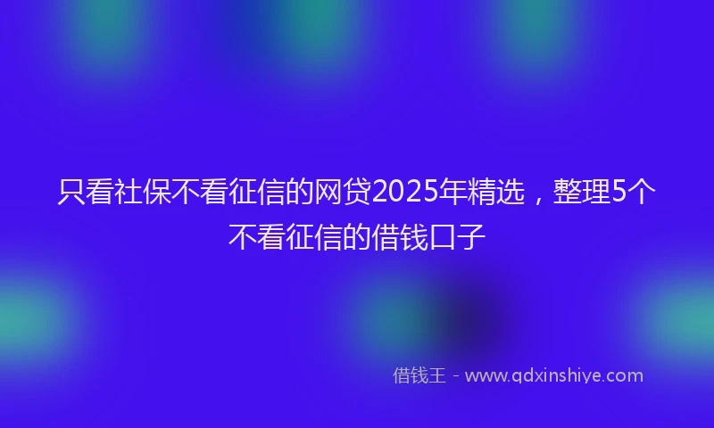 只看社保不看征信的网贷2025年精选，整理5个不看征信的借钱口子