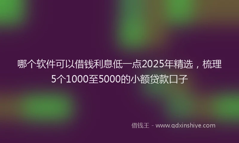 哪个软件可以借钱利息低一点2025年精选，梳理5个1000至5000的小额贷款口子