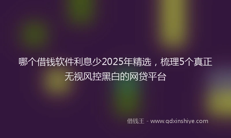 哪个借钱软件利息少2025年精选，梳理5个真正无视风控黑白的网贷平台