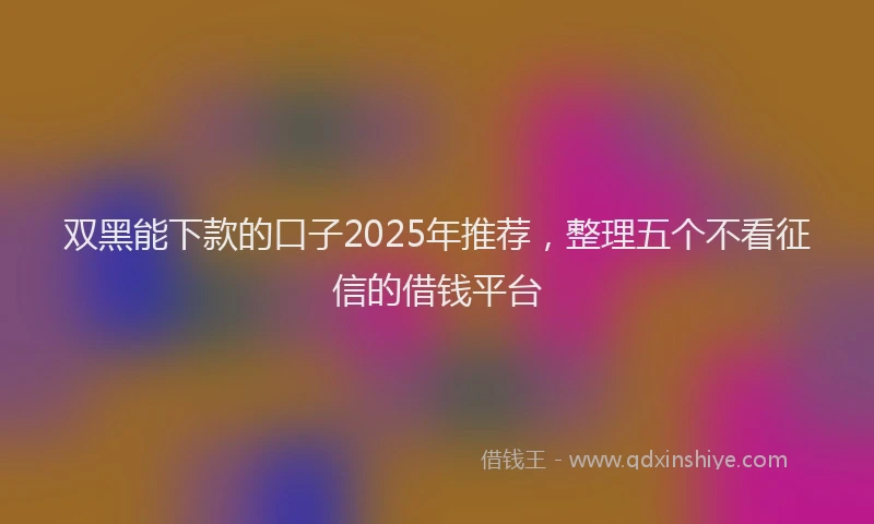 双黑能下款的口子2025年推荐，整理五个不看征信的借钱平台