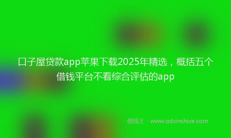 口子屋贷款app苹果下载2025年精选，概括五个借钱平台不看综合评估的app