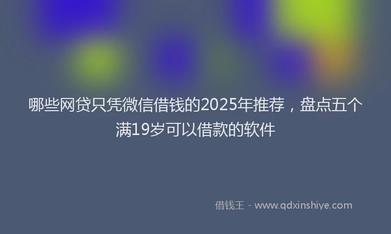 哪些网贷只凭微信借钱的2025年推荐，盘点五个满19岁可以借款的软件