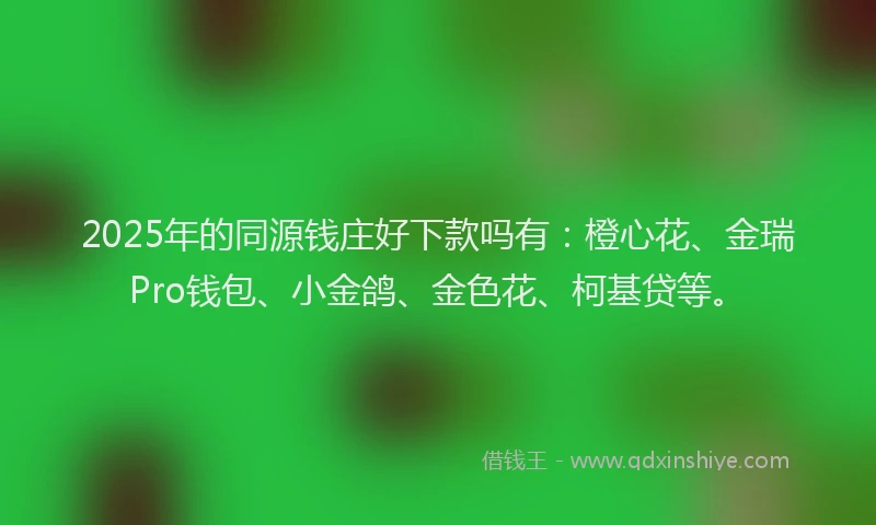 2025年的同源钱庄好下款吗有：橙心花、金瑞Pro钱包、小金鸽、金色花、柯基贷等。