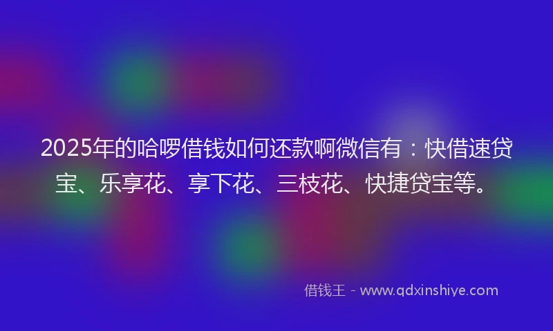 2025年的哈啰借钱如何还款啊微信有：快借速贷宝、乐享花、享下花、三枝花、快捷贷宝等。