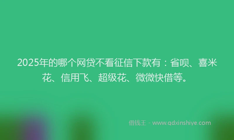 2025年的哪个网贷不看征信下款有：省呗、喜米花、信用飞、超级花、微微快借等。