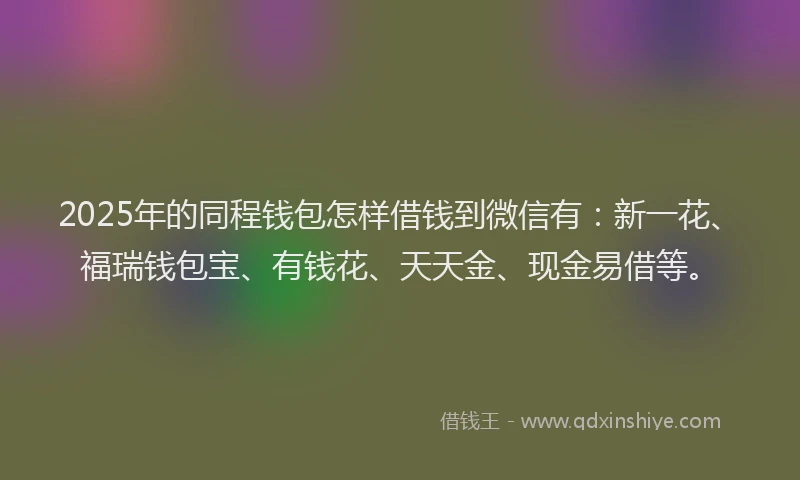 2025年的同程钱包怎样借钱到微信有：新一花、福瑞钱包宝、有钱花、天天金、现金易借等。