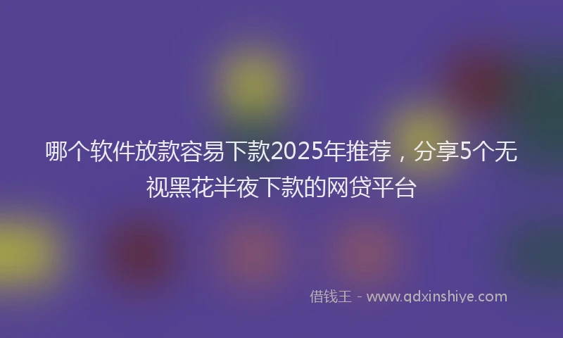 哪个软件放款容易下款2025年推荐，分享5个无视黑花半夜下款的网贷平台