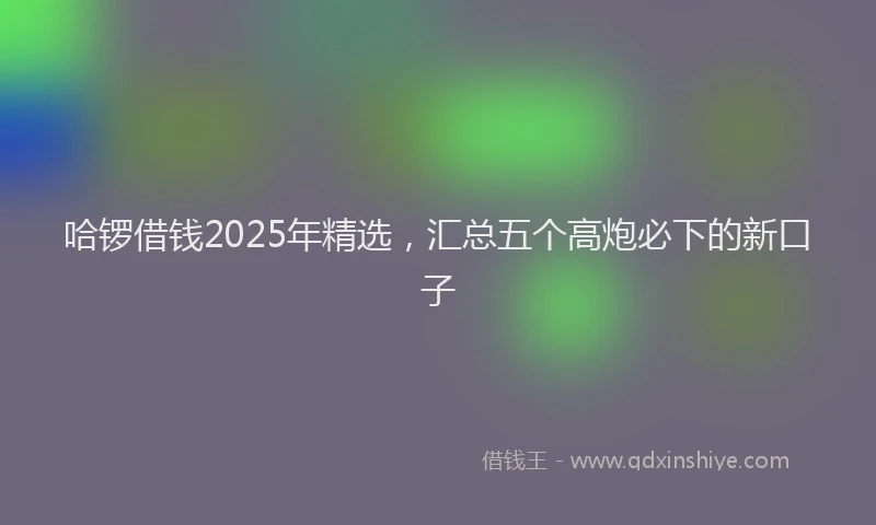 哈锣借钱2025年精选，汇总五个高炮必下的新口子