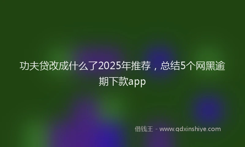 功夫贷改成什么了2025年推荐，总结5个网黑逾期下款app