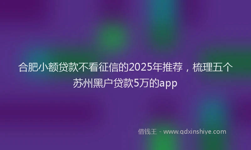 合肥小额贷款不看征信的2025年推荐，梳理五个苏州黑户贷款5万的app