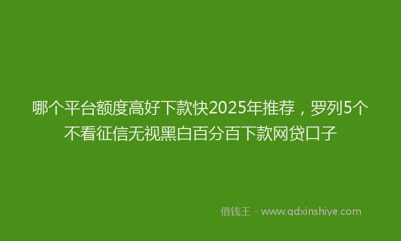 哪个平台额度高好下款快2025年推荐，罗列5个不看征信无视黑白百分百下款网贷口子