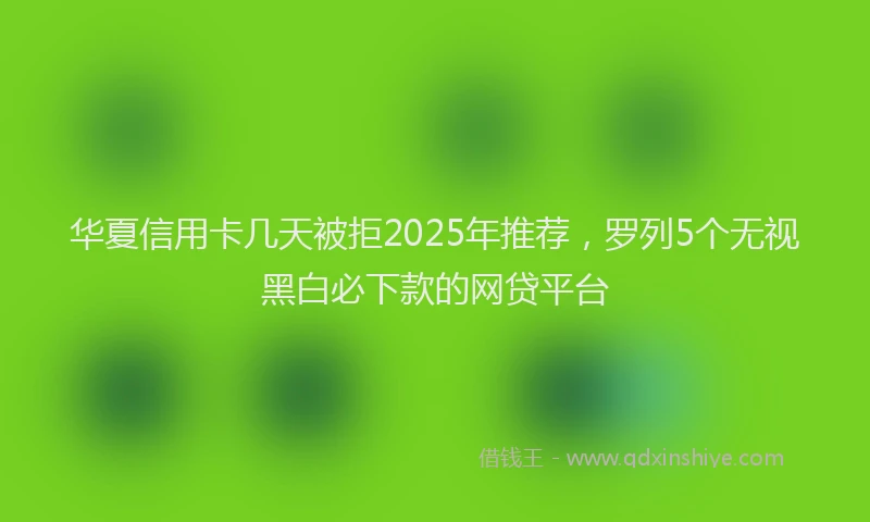 华夏信用卡几天被拒2025年推荐，罗列5个无视黑白必下款的网贷平台