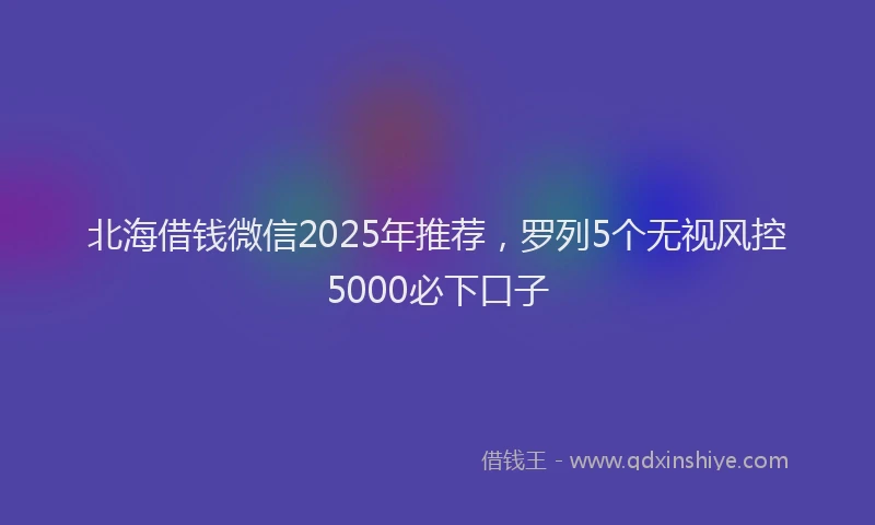 北海借钱微信2025年推荐，罗列5个无视风控5000必下口子