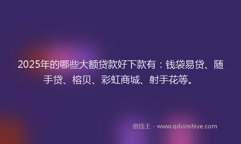 2025年的哪些大额贷款好下款有：钱袋易贷、随手贷、榕贝、彩虹商城、射手花等。