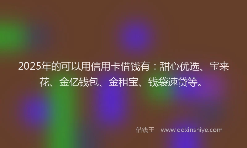 2025年的可以用信用卡借钱有：甜心优选、宝来花、金亿钱包、金租宝、钱袋速贷等。