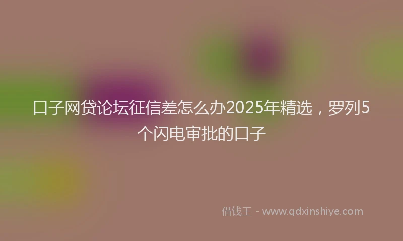 口子网贷论坛征信差怎么办2025年精选，罗列5个闪电审批的口子