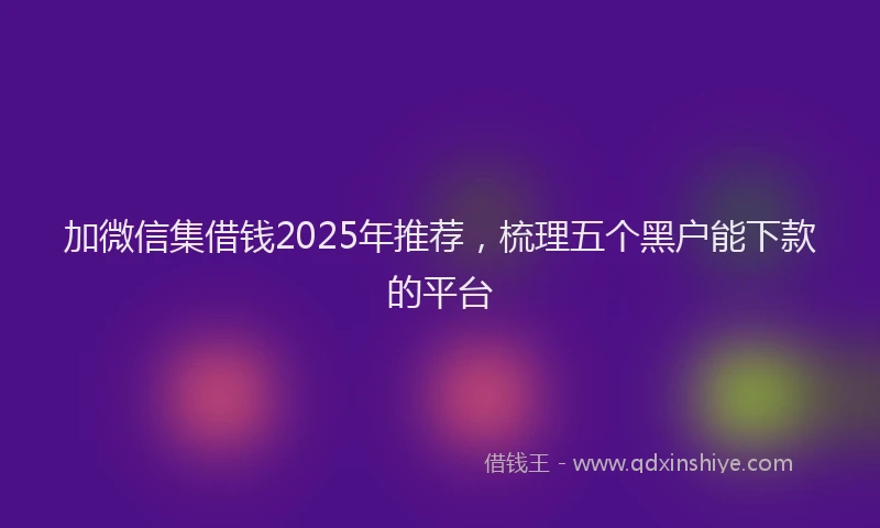 加微信集借钱2025年推荐，梳理五个黑户能下款的平台