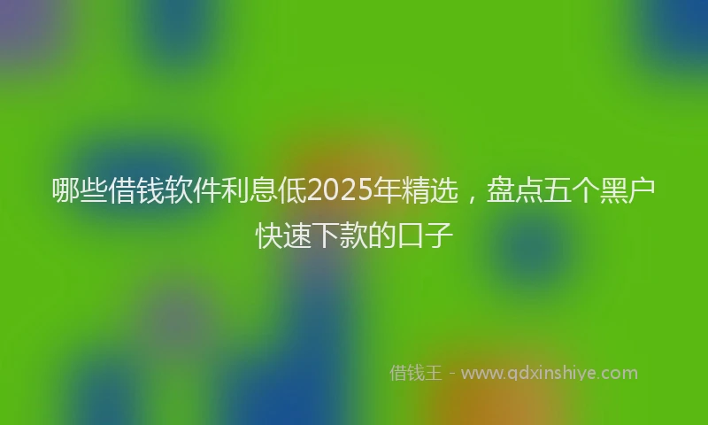 哪些借钱软件利息低2025年精选，盘点五个黑户快速下款的口子