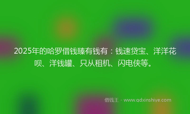 2025年的哈罗借钱臻有钱有：钱速贷宝、洋洋花呗、洋钱罐、只从租机、闪电侠等。