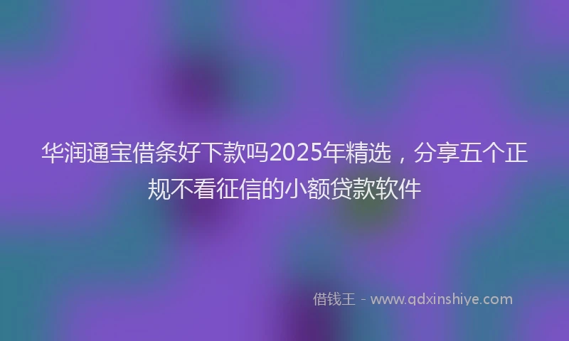 华润通宝借条好下款吗2025年精选，分享五个正规不看征信的小额贷款软件
