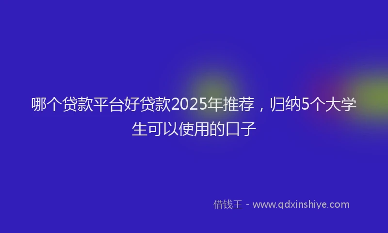 哪个贷款平台好贷款2025年推荐，归纳5个大学生可以使用的口子