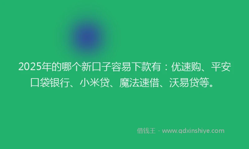 2025年的哪个新口子容易下款有：优速购、平安口袋银行、小米贷、魔法速借、沃易贷等。