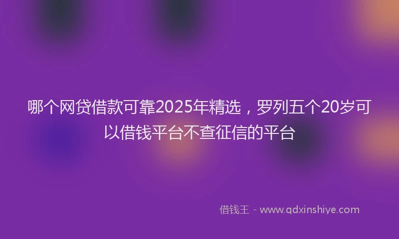 哪个网贷借款可靠2025年精选，罗列五个20岁可以借钱平台不查征信的平台