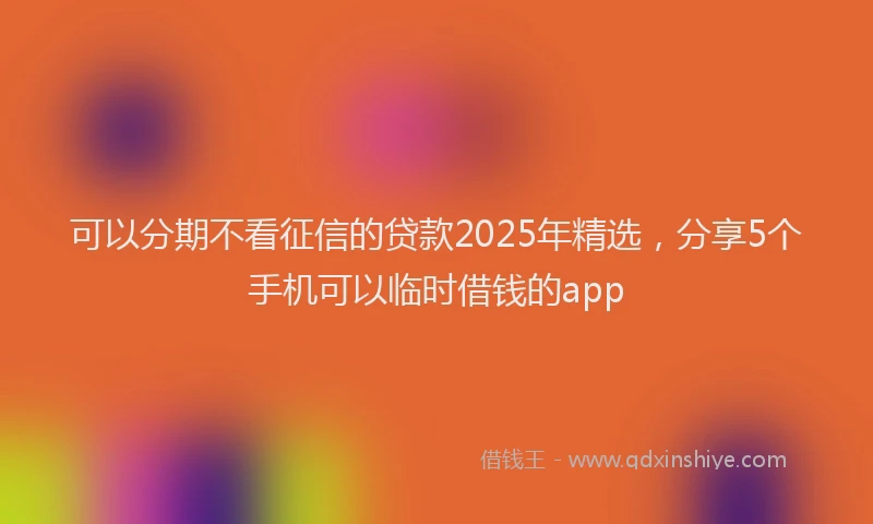 可以分期不看征信的贷款2025年精选，分享5个手机可以临时借钱的app