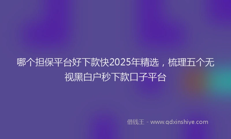哪个担保平台好下款快2025年精选，梳理五个无视黑白户秒下款口子平台