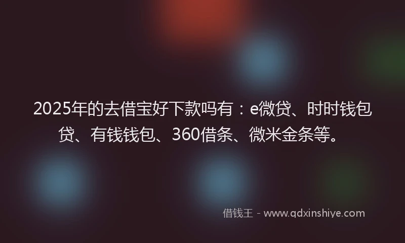 2025年的去借宝好下款吗有：e微贷、时时钱包贷、有钱钱包、360借条、微米金条等。