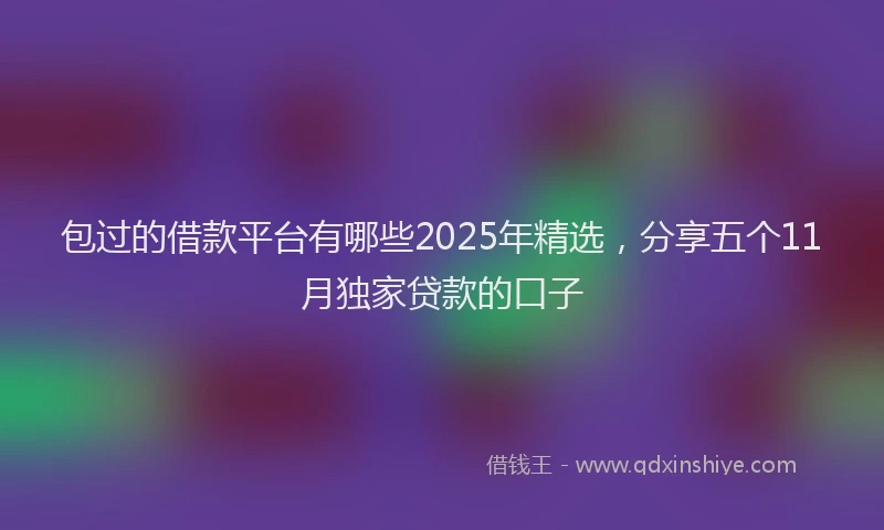 包过的借款平台有哪些2025年精选，分享五个11月独家贷款的口子