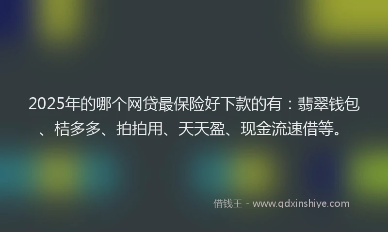 2025年的哪个网贷最保险好下款的有：翡翠钱包、桔多多、拍拍用、天天盈、现金流速借等。