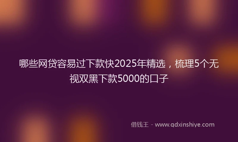 哪些网贷容易过下款快2025年精选，梳理5个无视双黑下款5000的口子