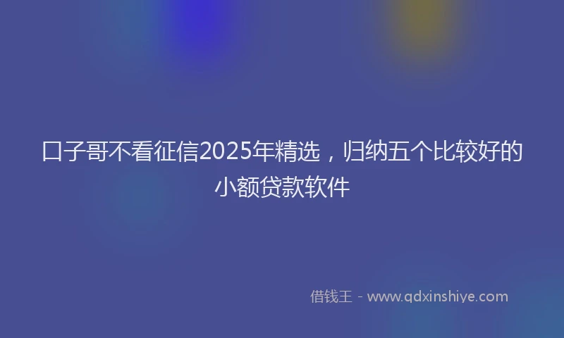 口子哥不看征信2025年精选，归纳五个比较好的小额贷款软件