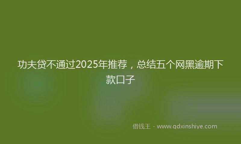 功夫贷不通过2025年推荐，总结五个网黑逾期下款口子