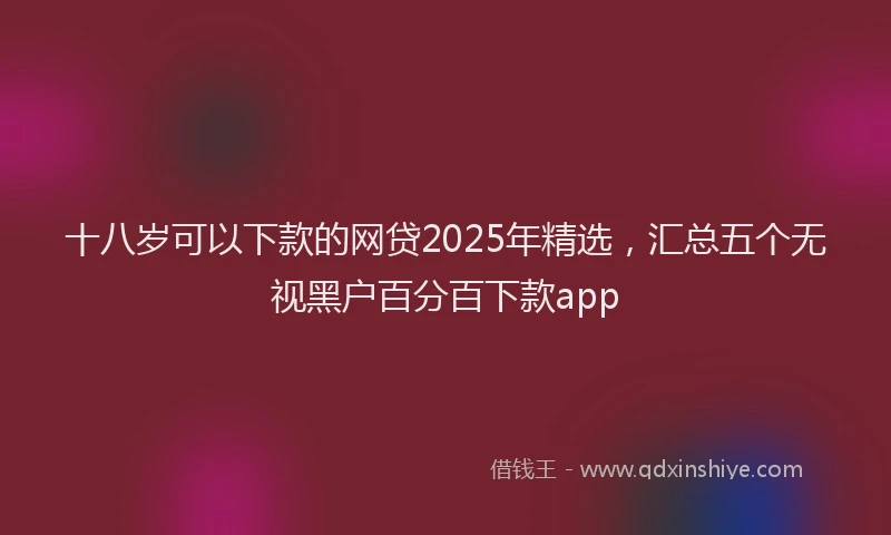 十八岁可以下款的网贷2025年精选，汇总五个无视黑户百分百下款app