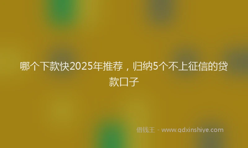 哪个下款快2025年推荐，归纳5个不上征信的贷款口子