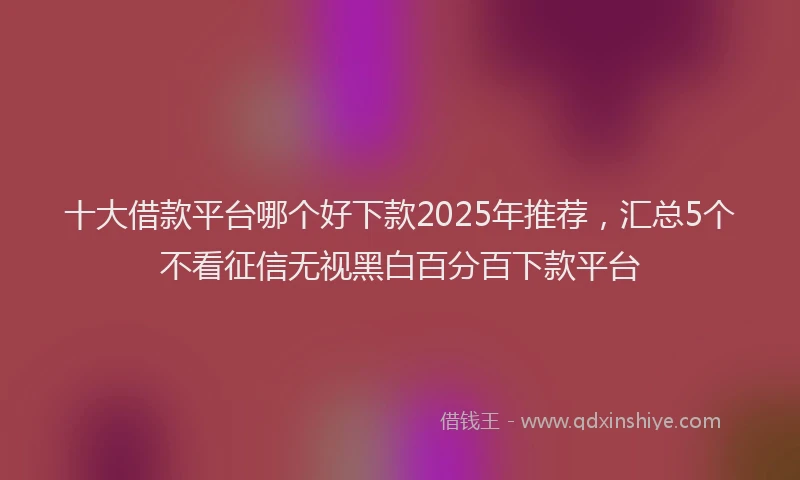十大借款平台哪个好下款2025年推荐，汇总5个不看征信无视黑白百分百下款平台