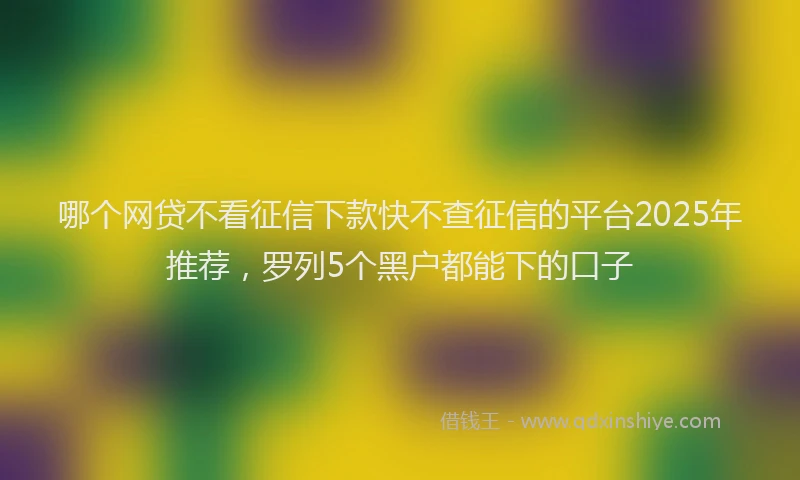 哪个网贷不看征信下款快不查征信的平台2025年推荐，罗列5个黑户都能下的口子