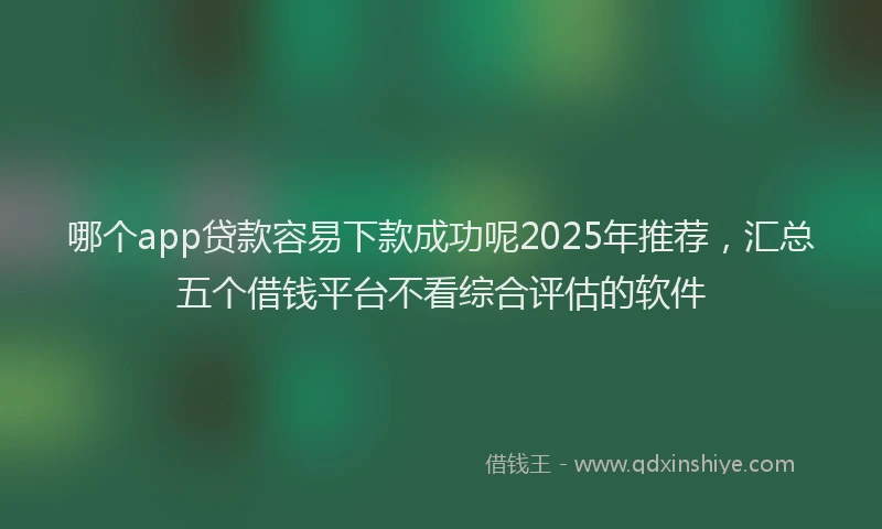 哪个app贷款容易下款成功呢2025年推荐，汇总五个借钱平台不看综合评估的软件